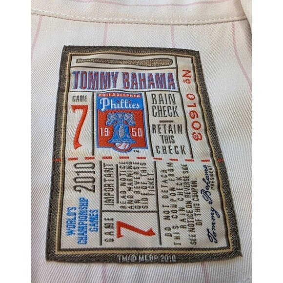 TOMMY BAHAMA 444/500 PHILLIES LIMITED EDITION 100% SILK SHORT SLEEVE SHIRT SZ XL - Picture 5 of 16
